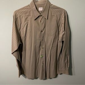 Armani Collezioni Men's Gray Striped Dress Shirt Made In Italy Size 42 Long
